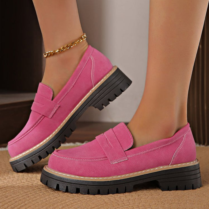 Damen robuster Plateau-Halbschuh im Loafer-Stil mit profilierter Gummisohle und dekorativem Steg Drune