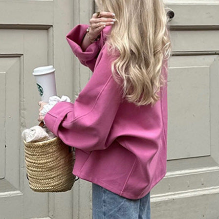Damen lässige Oversized-Jacke mit praktischen Knöpfen und weitem Schnitt Drune