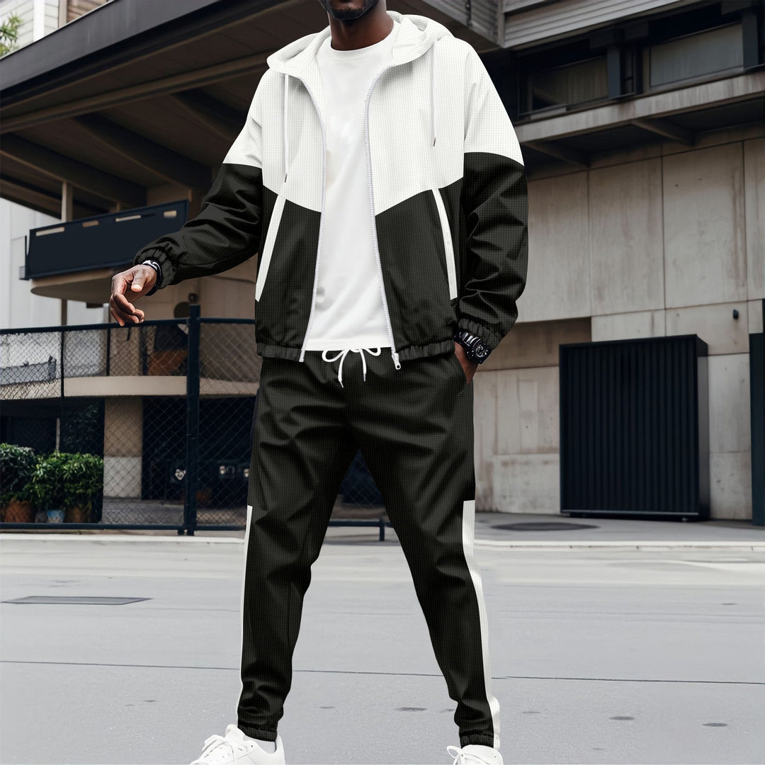 Herren sportliches Outdoor-Set mit atmungsaktiven Materialien und stylischem Farbblockdesign Drune