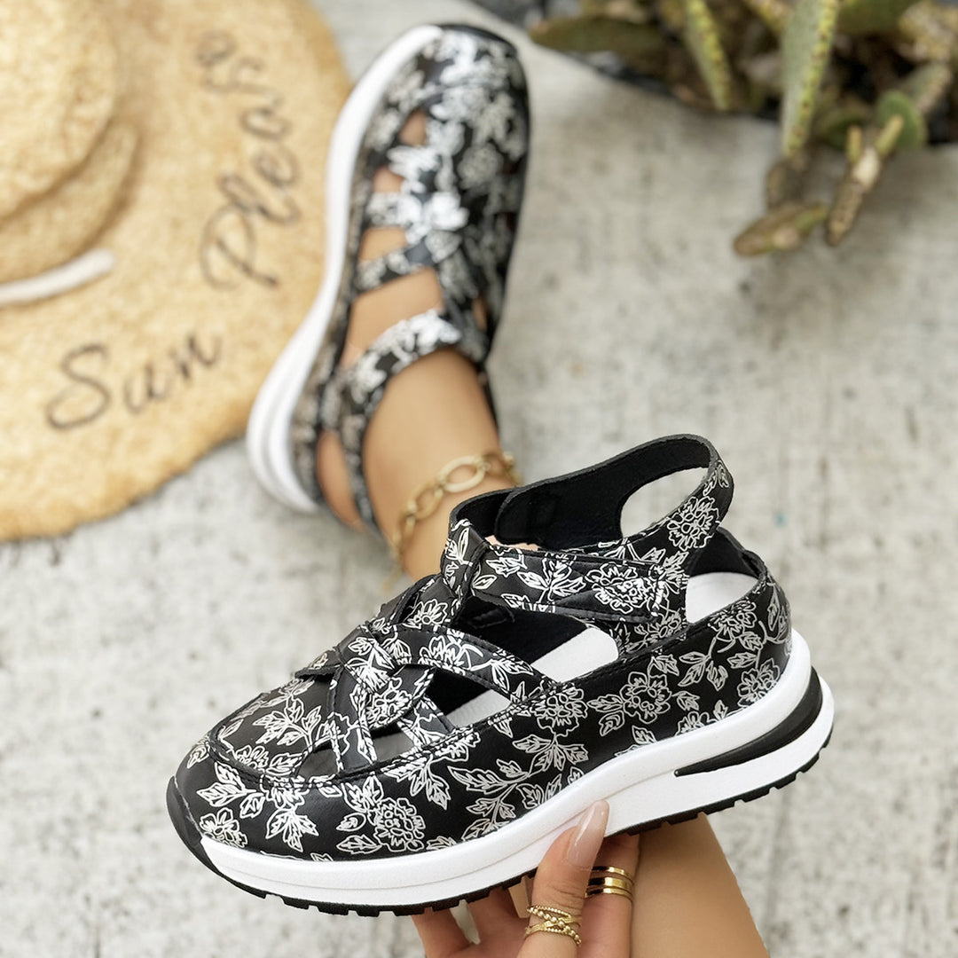 Damen Plateau‑Sneaker‑Sandale mit geschlossener Kappe und Klettverschluss Drune
