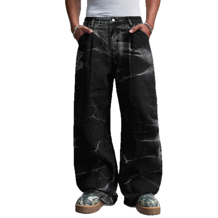 Herren Weit geschnittene Denim-Hosen mit besonderem Waschungseffekt Drune