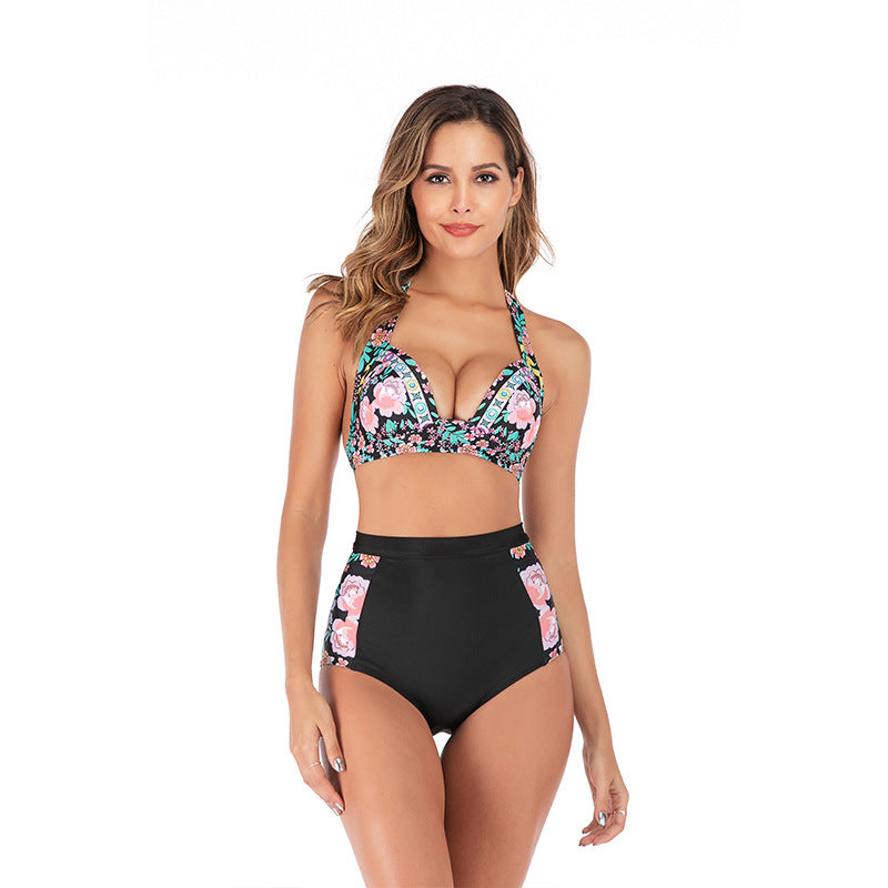Damen Hochtaillierter Bikini mit tiefem Ausschnitt und trendigem Tiermuster Drune