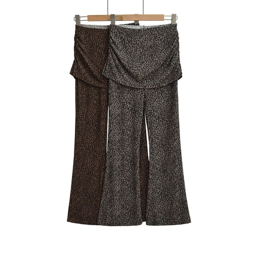 Damen High‑Waist Schlaghose mit gerafftem Hüftrock und ausgestelltem Bein Drune