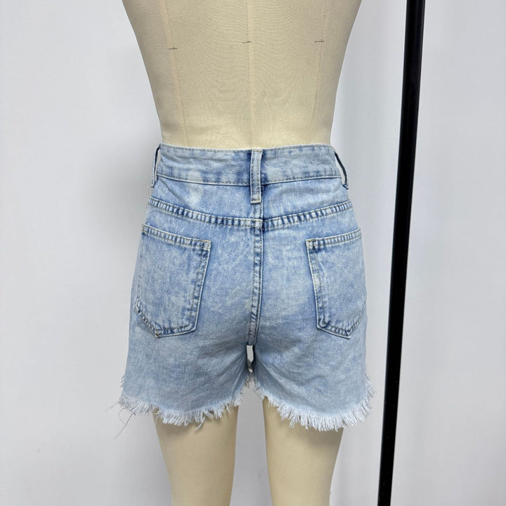 Damen Destroyed Denim-Shorts im lässigen Stil Drune