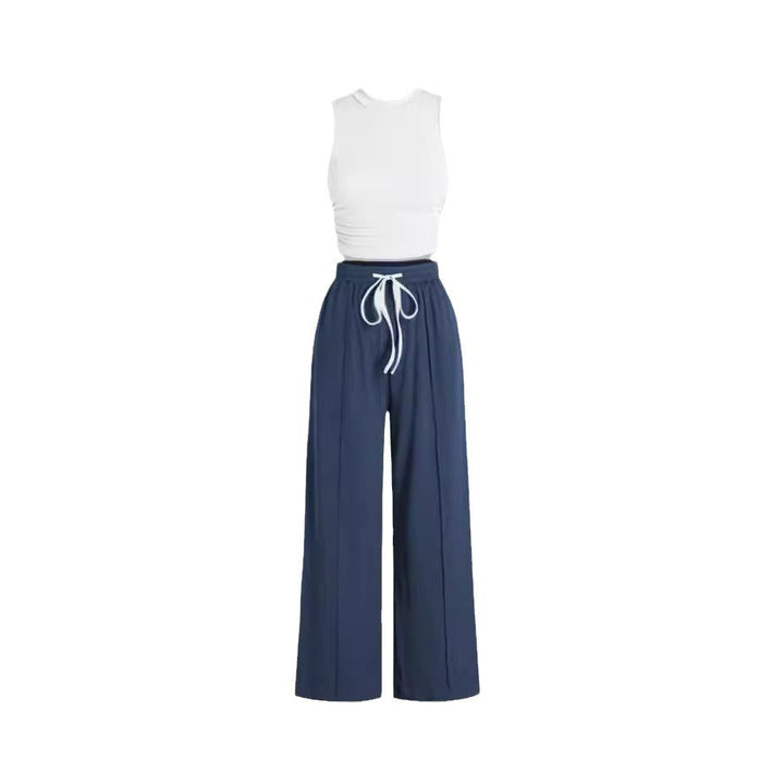 Damen lässiges Oberteil und weit geschnittene Hose Set Drune