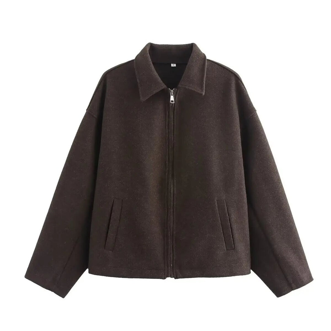 Damen lässige Fleecejacke mit hohem Kragen und praktischen Taschen Drune