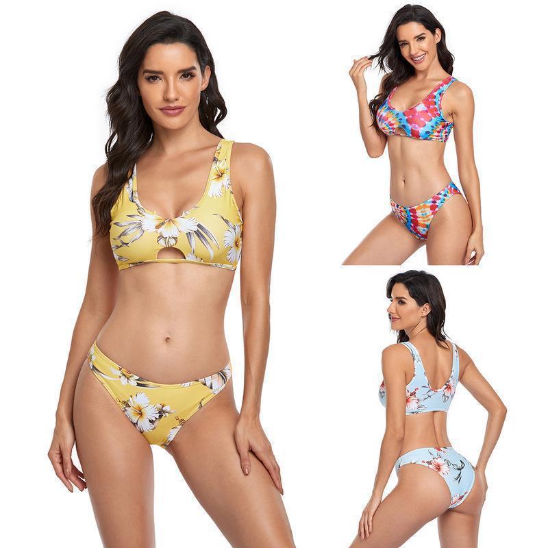 Damen Bikini-Set mit floralem Design und modernem Cut-Out Drune
