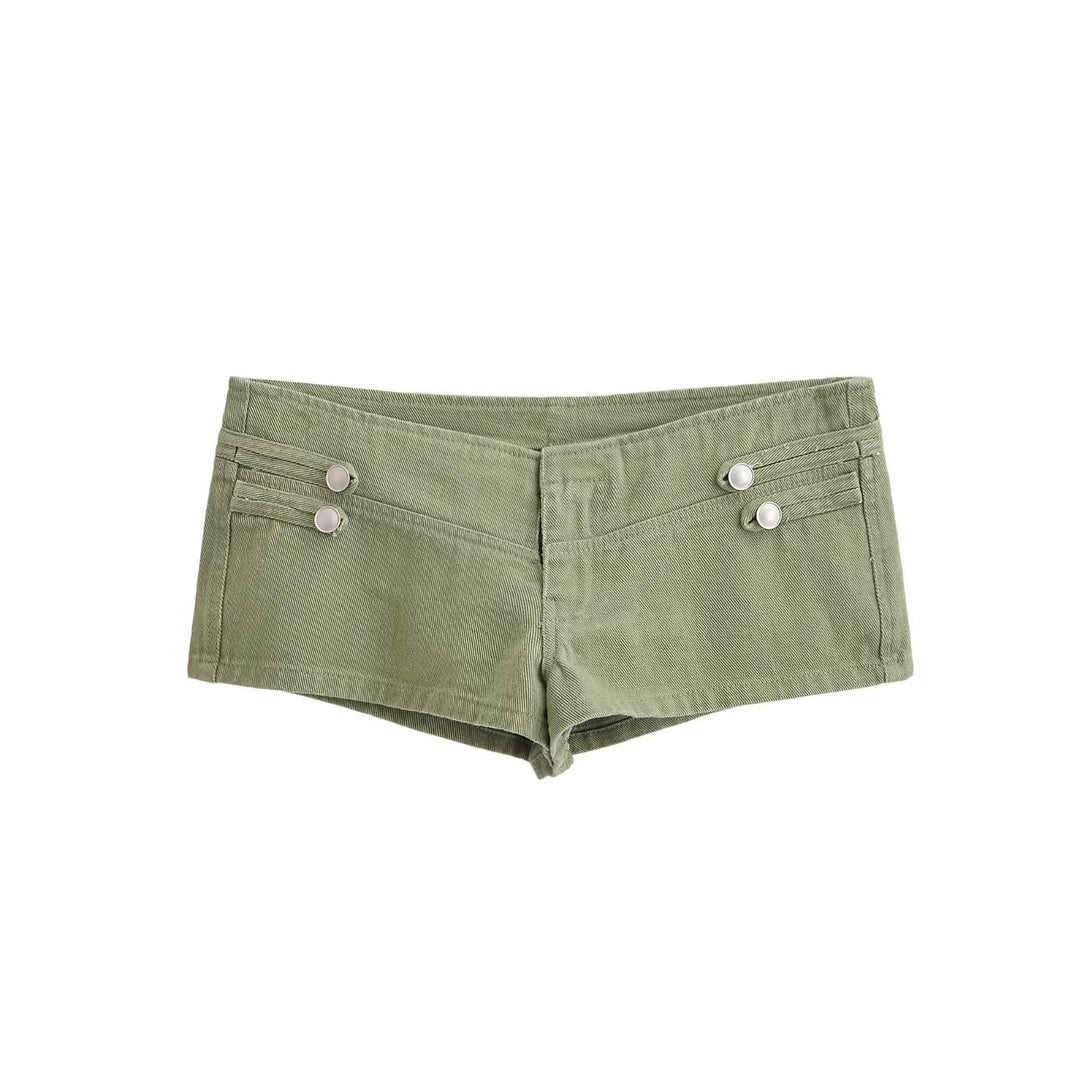 Damen Jeansjacke im Military-Stil mit Stehkragen und dekorativen Zierknopfleisten Drune