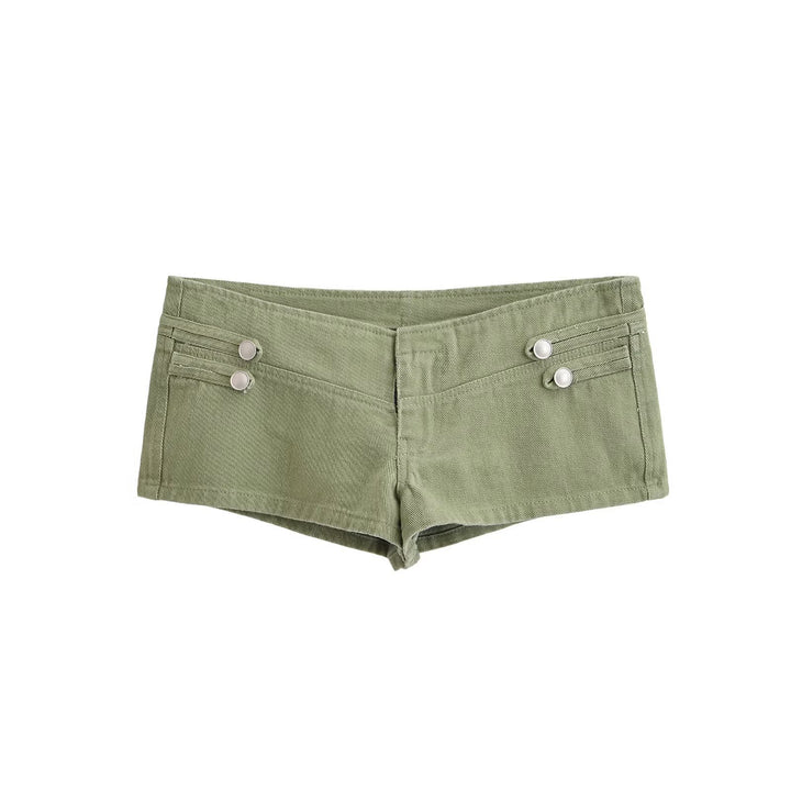 Damen Jeansjacke im Military-Stil mit Stehkragen und dekorativen Zierknopfleisten Drune