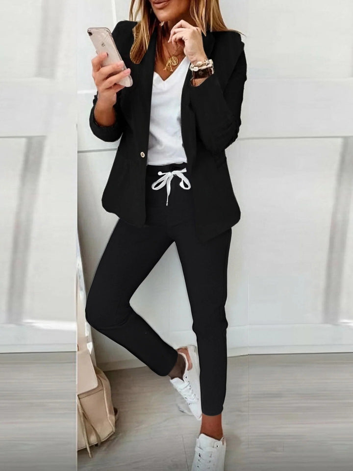 Damen Elegantes Blazer-Set mit bequemen Jogginghose Drune