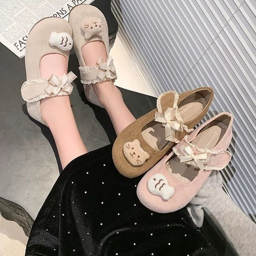 Damen Verspielte Mary-Jane-Ballerinas mit Plüsch‑Applikation und Klettverschluss Drune