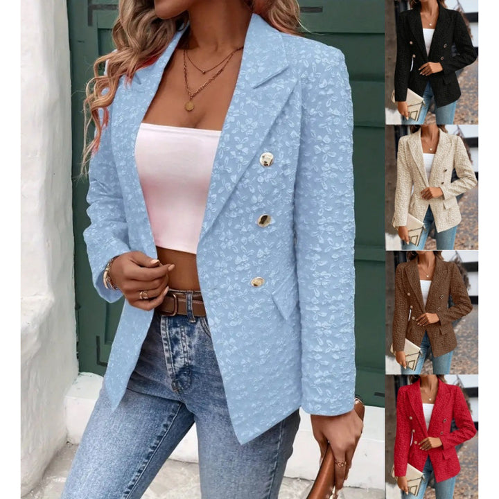 Damen Eleganter Blazer mit strukturiertem Muster und doppelter Knopfleiste Drune
