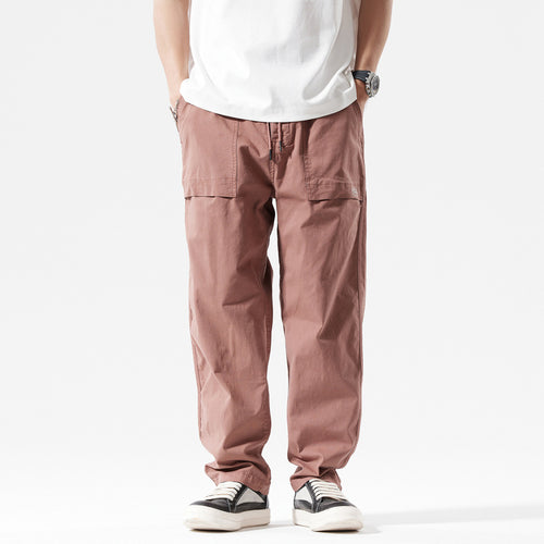 Herren Baggy-Cargo-Hose im Workwear-Look mit elastischem Kordelbund, aufgesetzten Klapptaschen und verstärkten Nähten Drune