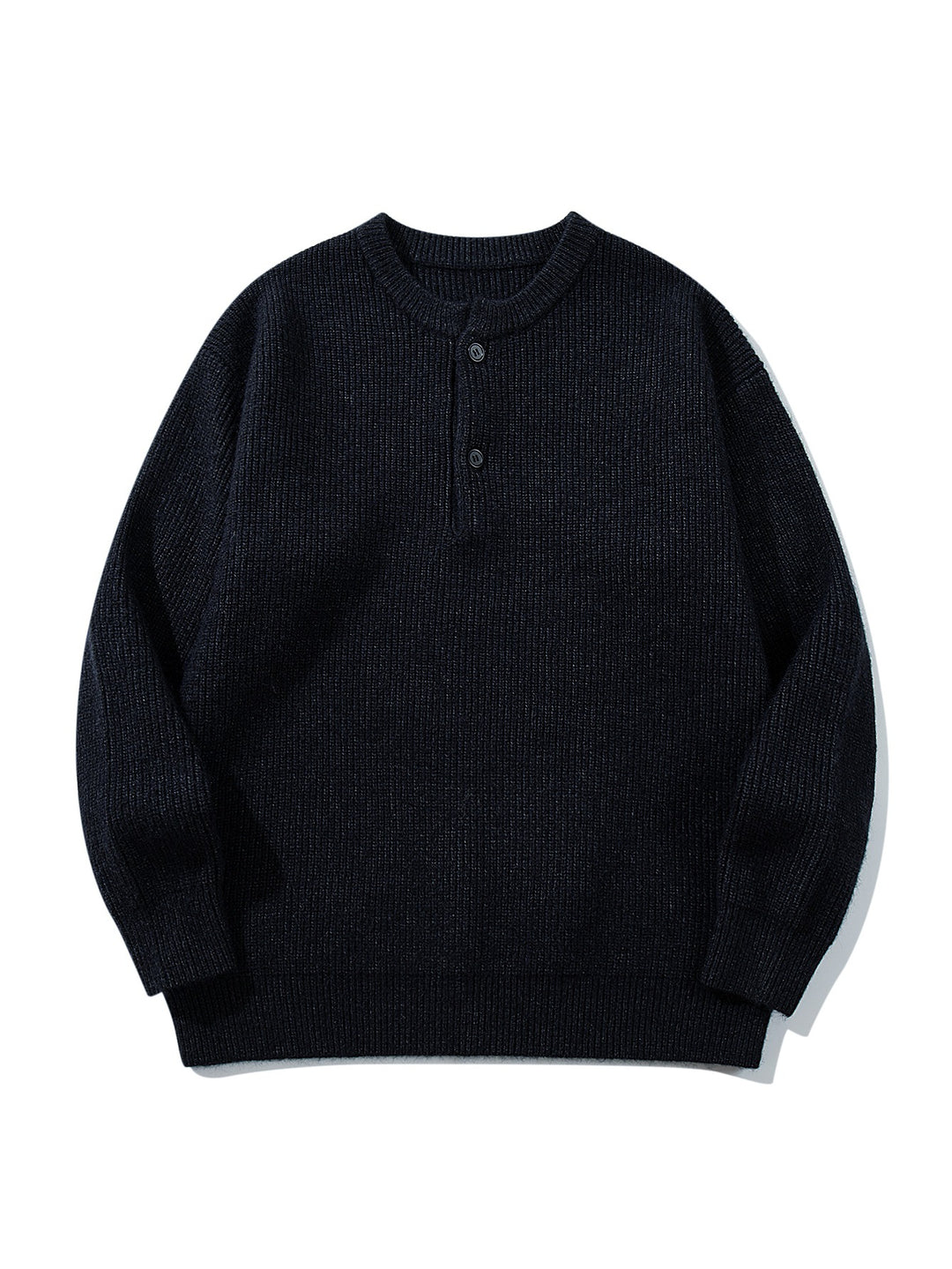 Herren Grobstrick-Henley-Pullover mit halber Knopfleiste und Rippbündchen Drune
