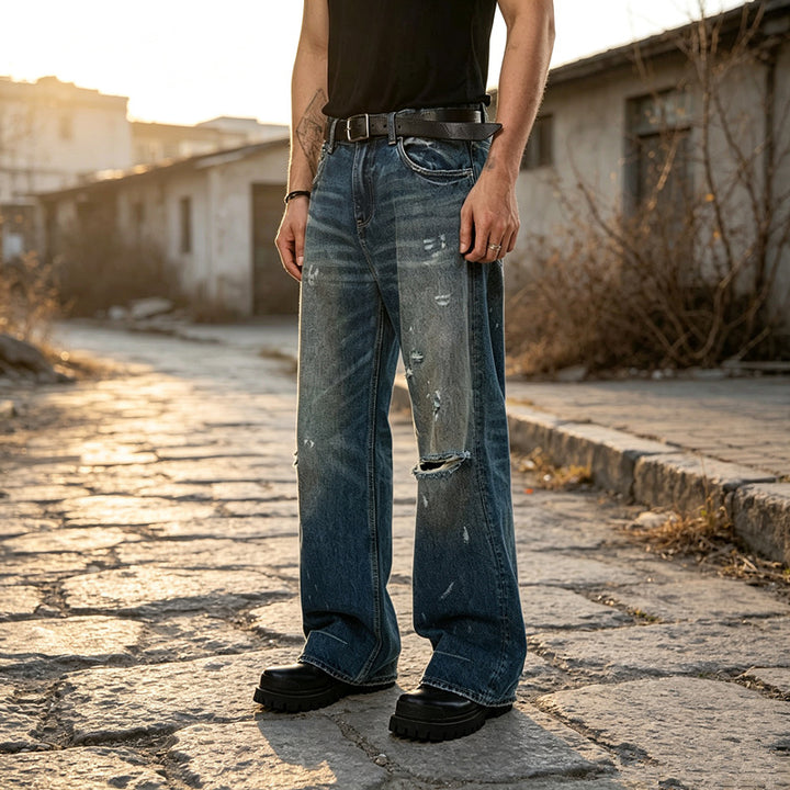 Herren Weite, Ripped Jeans Drune