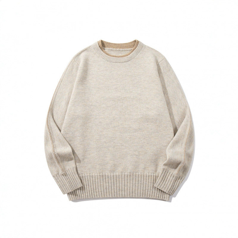 Unisex Weicher Mélange-Rundhalspullover aus Bio-Baumwollmix mit Boxy‑Fit und breiten Rippbündchen Drune