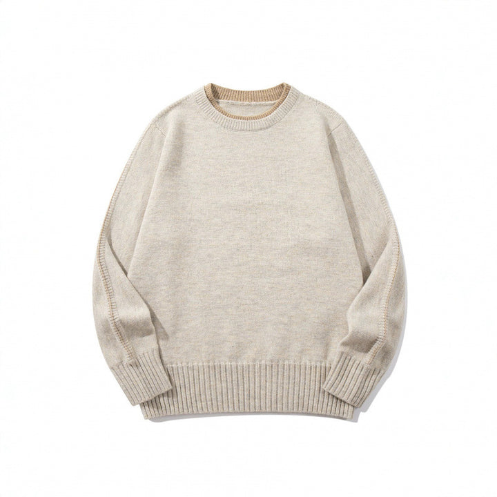 Unisex Weicher Mélange-Rundhalspullover aus Bio-Baumwollmix mit Boxy‑Fit und breiten Rippbündchen Drune