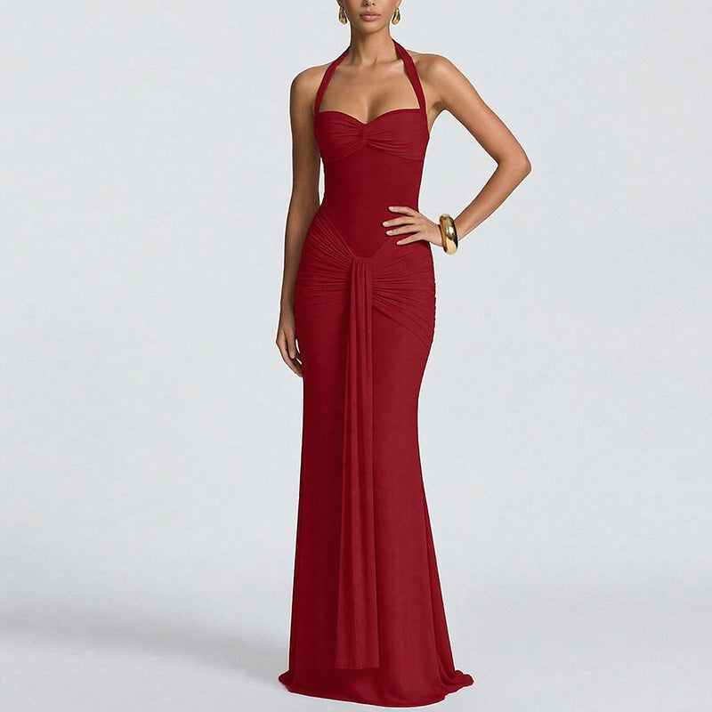 Damen Glamouröses Abendkleid mit raffinierten Falten und tailliertem Schnitt Drune