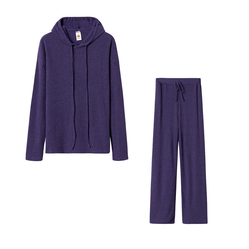 Damen Relaxed Fit Sweater-Set mit Kapuze und weiten Hosen Drune