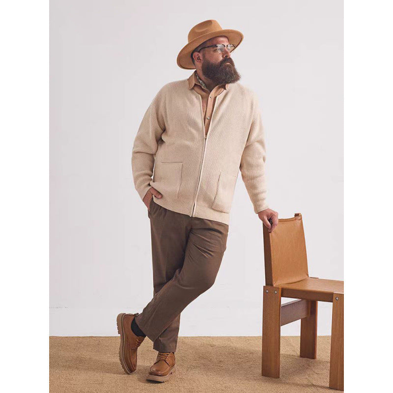 Unisex Oversized Boxy-Strickjacke mit verdecktem Reißverschluss und breiter Rippenstruktur Drune