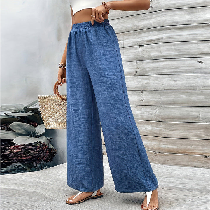 Damen Weit geschnittene Baumwollhose mit elastischem Bund Drune