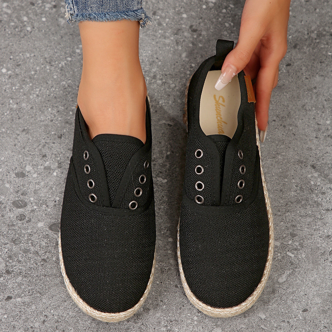 Damen Casual Espadrille Slip-Ons mit stylischem distressed Denim-Muster Drune