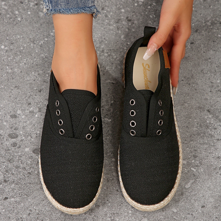 Damen Casual Espadrille Slip-Ons mit stylischem distressed Denim-Muster Drune