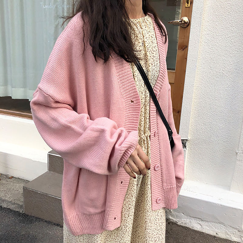 Damen bequemer Cardigan mit lässigem Schnitt und überschnittenen Schultern Drune