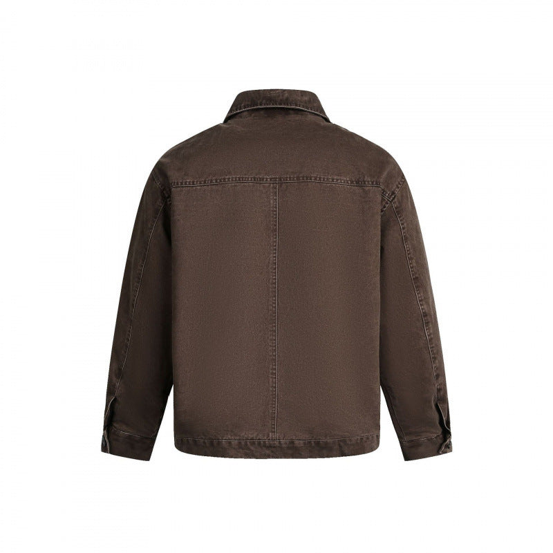 Herren Oversized Canvas-Jacke mit Hemdkragen, Raglannähten und durchgehendem Reißverschluss Drune