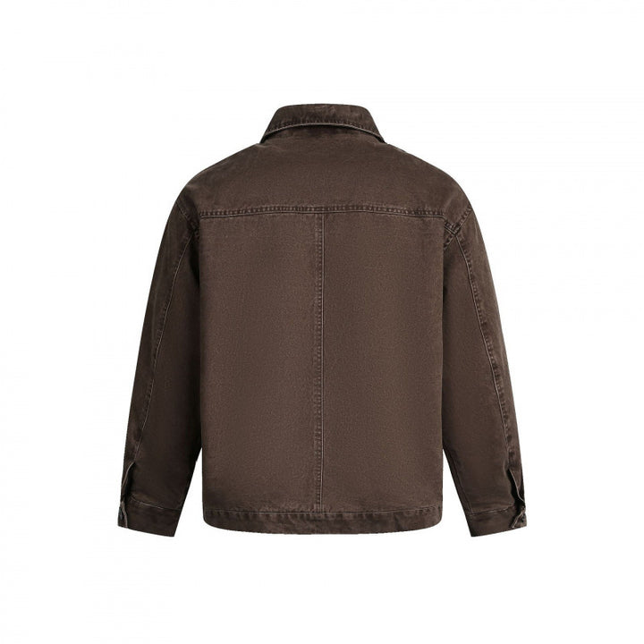 Herren Oversized Canvas-Jacke mit Hemdkragen, Raglannähten und durchgehendem Reißverschluss Drune
