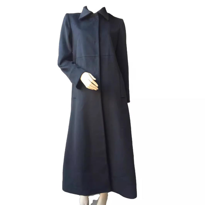Damen Bodenlanger Einreiher-Mantel mit Gehschlitz und taillierter Silhouette Drune