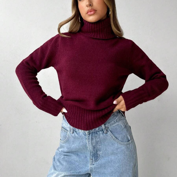 Damen Strickpullover mit hohem Kragen Drune