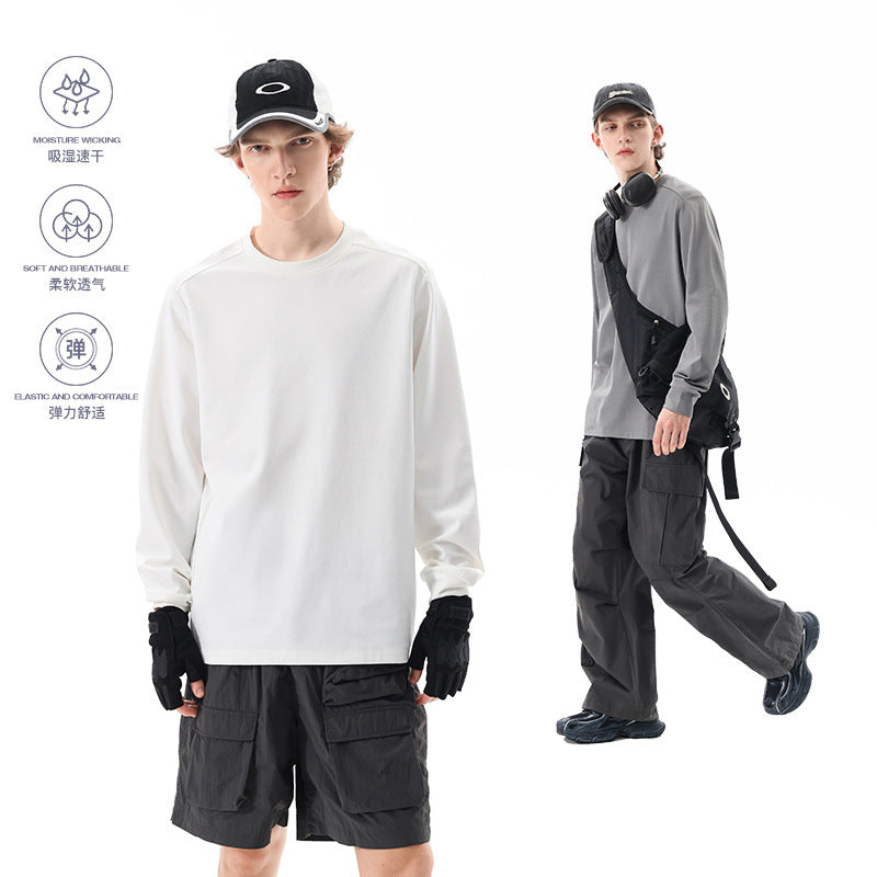 Herren Oversize-Langarmshirt aus schwerem Baumwolljersey mit Rundhalsausschnitt und gerippten Bündchen Drune