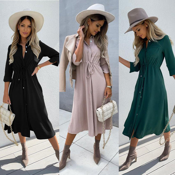Damen Hemdblusenkleid mit taillierbarem Gürtel Drune