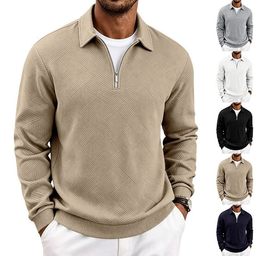 Herren Halbzip-Pullover mit geometrischer Waffelstruktur Drune
