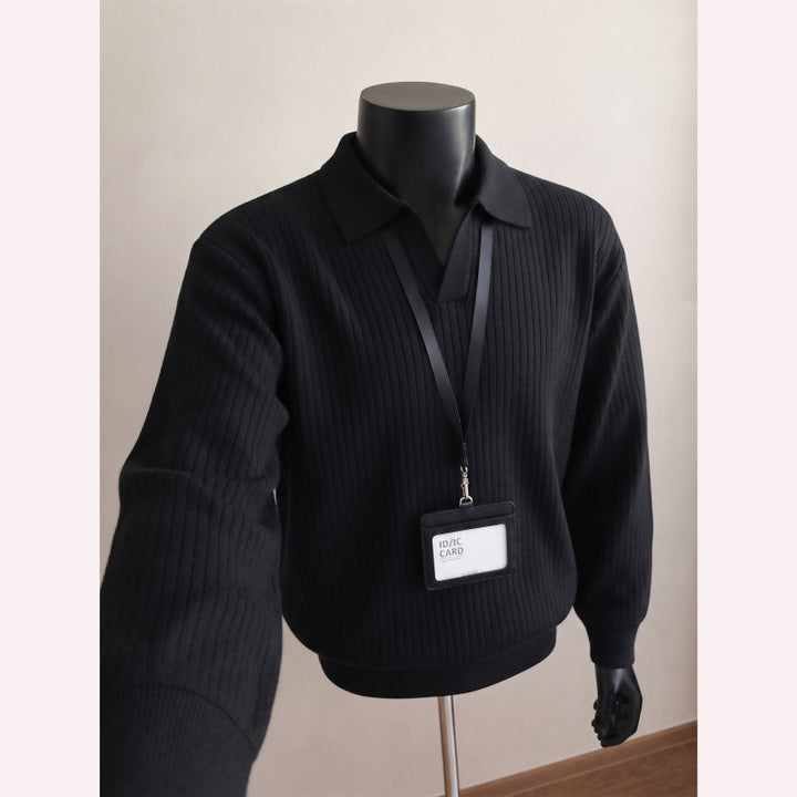 Herren Modischer Strickpullover mit V-Ausschnitt Drune