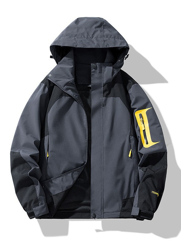 Herren Technische Outdoor-Softshelljacke mit Kapuze, Ärmeltasche und Mesh-Futter Drune