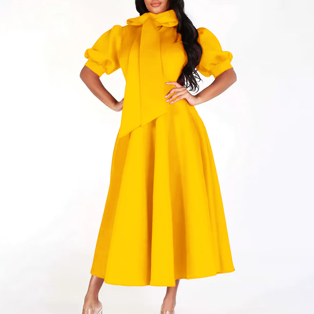 Damen Ballonkleid mit eleganter Schleifenverarbeitung und Taschen Drune
