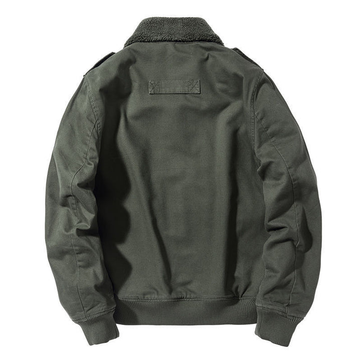 Herren Bomber-Fieldjacke mit durchgehendem Sherpa-Futter, Schulterklappen und verdecktem Zwei-Wege-Reißverschluss Drune