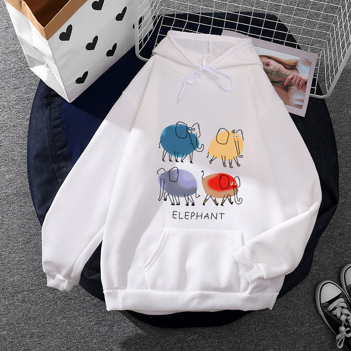 Damen nan Kapuzenpullover mit minimalistischer Grafik, lockerer Oversize-Passform und Kängurutasche Drune