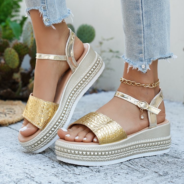 Damen Wedge-Sandaletten mit modischem Korkdesign und komfortablem Fußbett Drune
