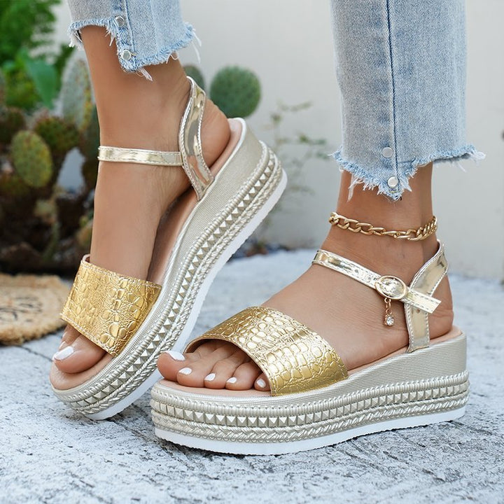Damen Wedge-Sandaletten mit modischem Korkdesign und komfortablem Fußbett Drune