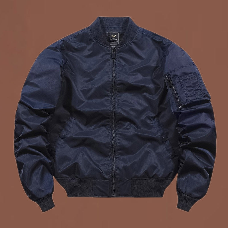 Herren nan windabweisende Nylon-Bomberjacke im MA-1 Stil mit Ärmeltasche und gerippten Bündchen Drune