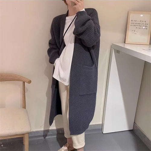 Damen Strickcardigan mit lockerer Silhouette und tiefen Taschen Drune