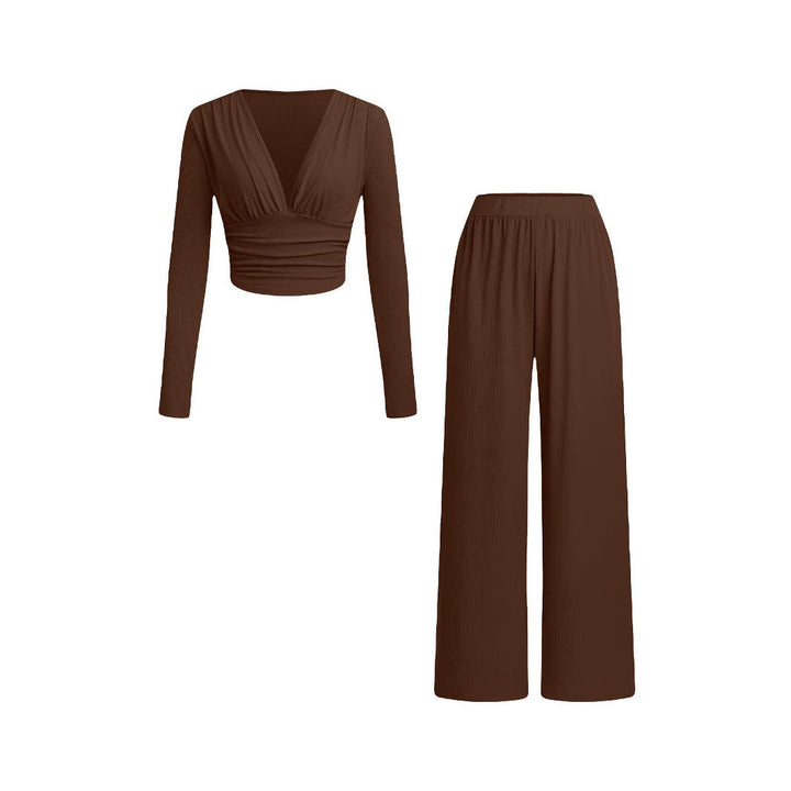 Damen lässiges und figurnahes Oberteil mit hochtaillierter Hose Drune