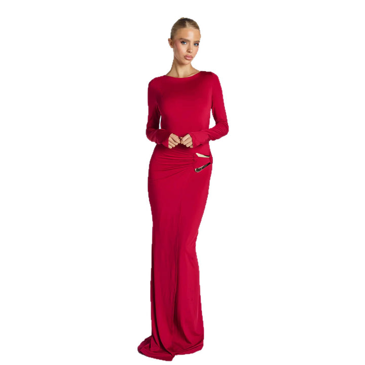 Damen Glamouröses Abendkleid mit tiefem V-Ausschnitt und figurbetontem Schnitt Drune