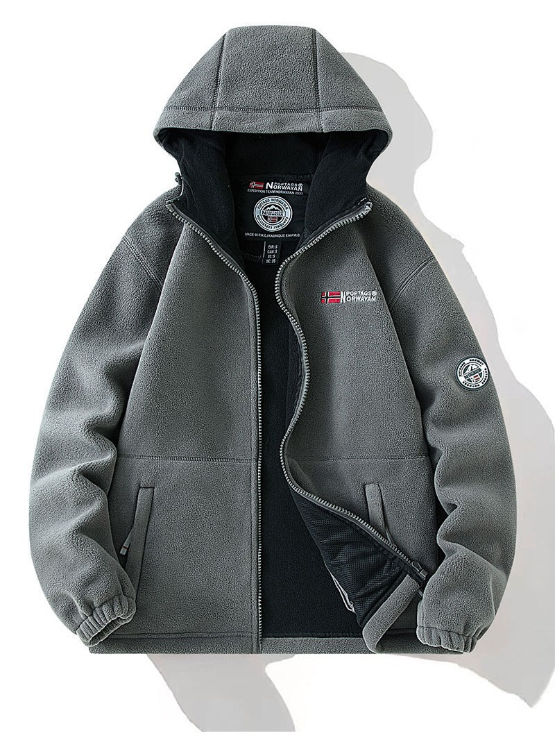 Unisex Kapuzen-Fleecejacke mit wärmender Microfleece-Innenlage, durchgehendem Reißverschluss und elastischen Bündchen Drune