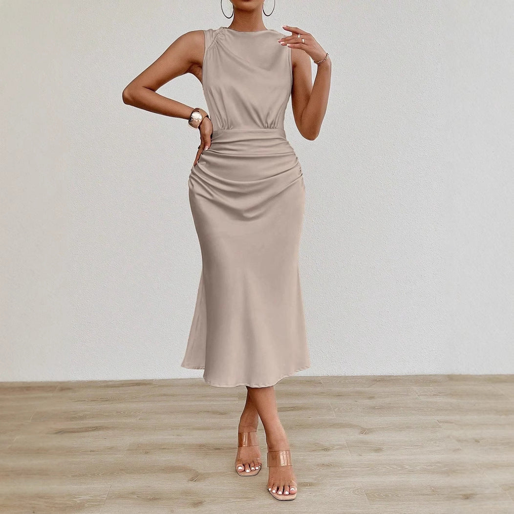 Damen Elegantes Midi-Kleid mit taillierter Passform und raffinierter Raffung Drune