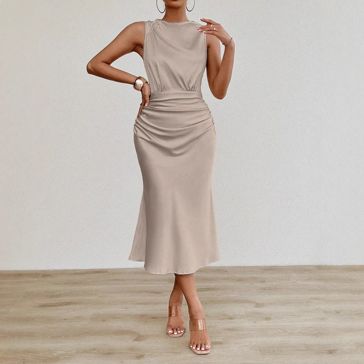 Damen Elegantes Midi-Kleid mit taillierter Passform und raffinierter Raffung Drune