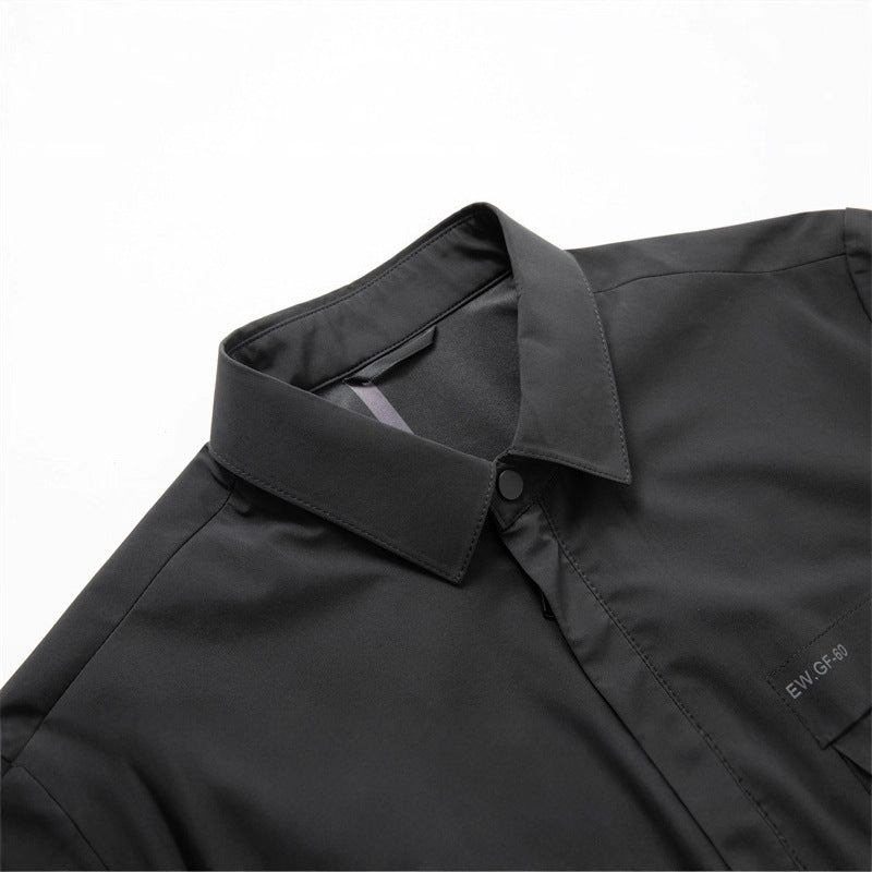 Herren Leichte Wasserabweisende Zip-Übergangsjacke mit Hemdkragen und Brusttaschen Drune